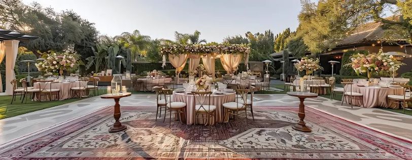 Planning a Backyard Wedding? Here’s How to Create the Perfect Vibe 5 backyard wedding dj. Elegant backyard wedding with floral centerpieces and draped canopies