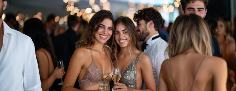 Private Party DJ Guests enjoying a celebration with a private party DJ and champagne