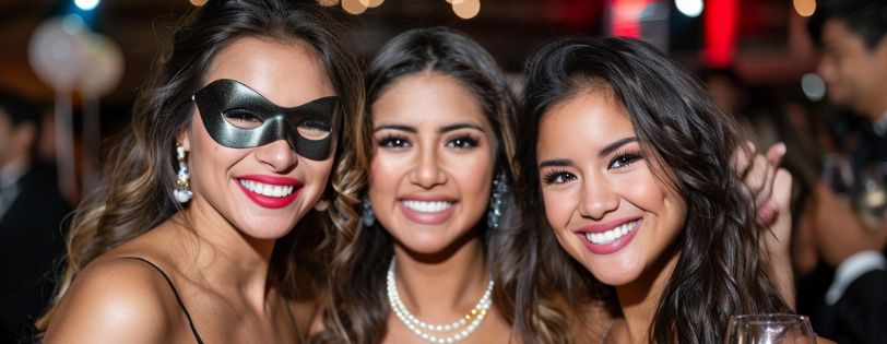 Private Party DJ Smiling women at a masquerade-style private party DJ event